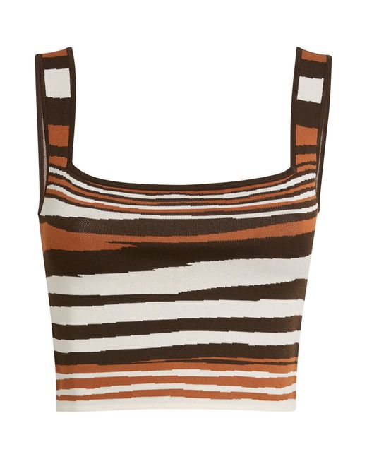 Weekend by Maxmara Brown Knitted Striped Tank Top