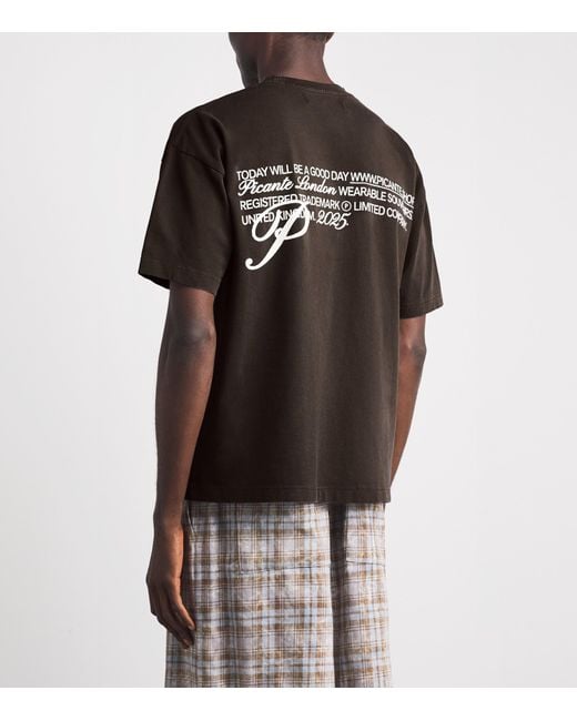 Picante Black Organic Cotton Gallery Logo T-Shirt for men