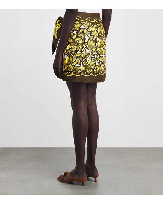 ALÉMAIS Yellow Hemp Printed Mona Sarong Mini Skirt