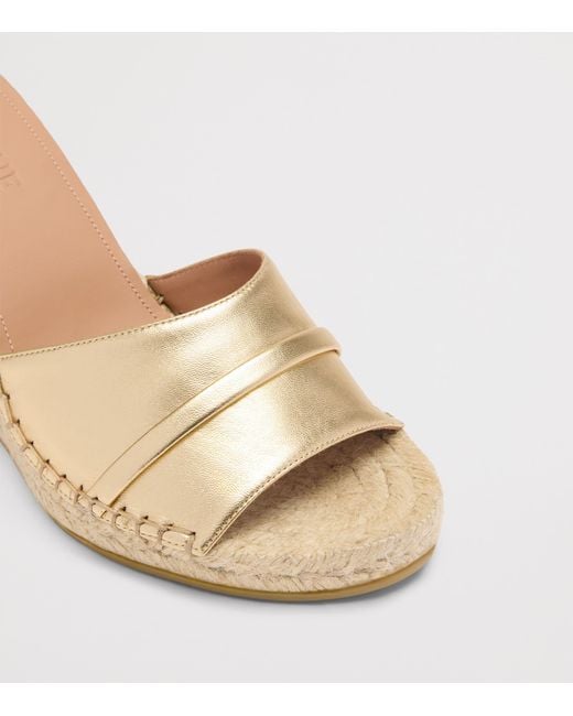 Malone Souliers Natural Metallic Leather Soleil Wedge Espadrilles 85