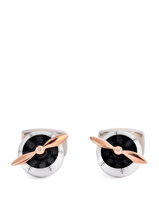 Deakin & Francis Black Aluminium Sopwith Propellor Cufflinks for men
