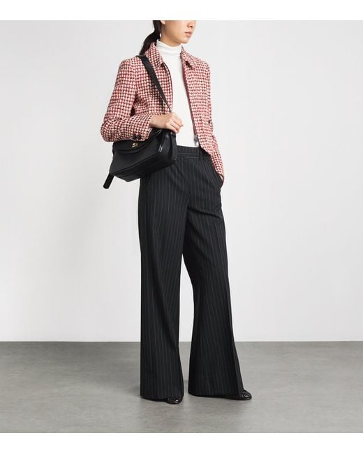 ME+EM Black Pinstripe Wide-Leg Trousers