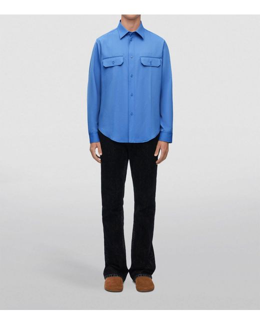 Loewe Blue Wool Overshirt for men