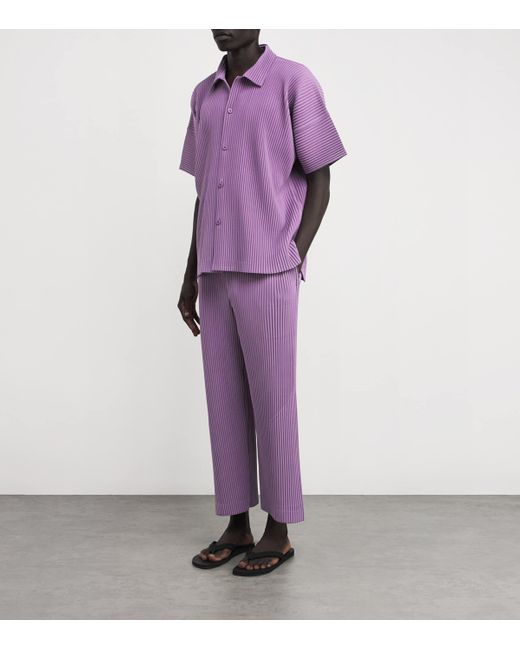Homme Plissé Issey Miyake Purple Pleated Straight Trousers for men