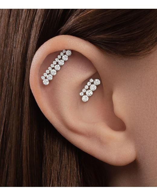 Maria Tash White Invisible Set Diamond Apsara Bar Threaded Stud Earring