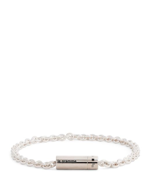 Le Gramme White Sterling Chain Cable Bracelet for men