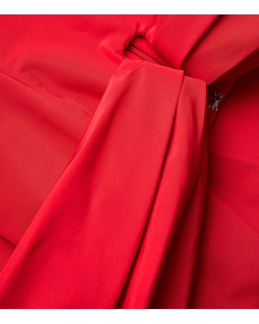 Carolina Herrera Red Off-Shoulder Column Dress