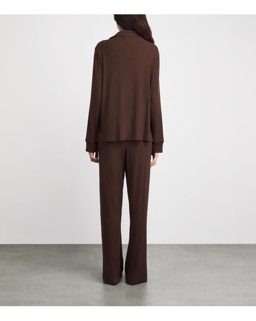 Skims Brown Soft Lounge Ribbed Pyjama Set