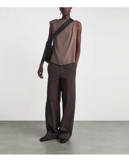 Vince Brown Stretch-Cotton Panelled Trousers
