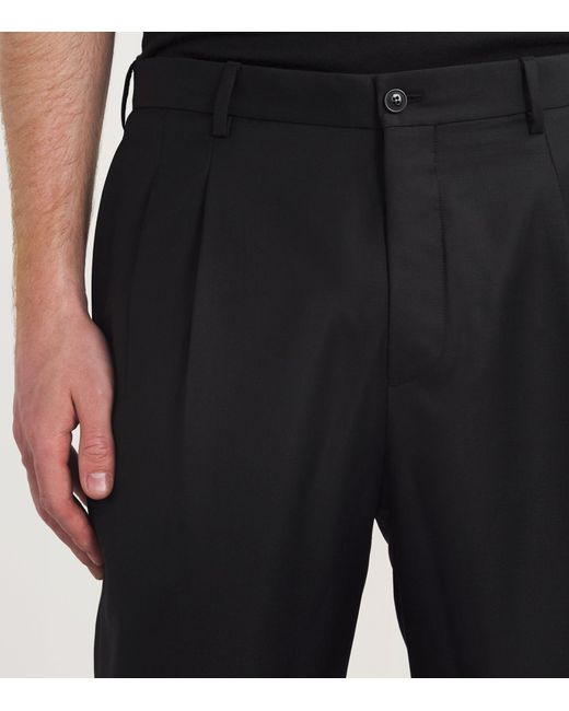 Giorgio Armani Black Virgin Wool Tailored Trousers for men