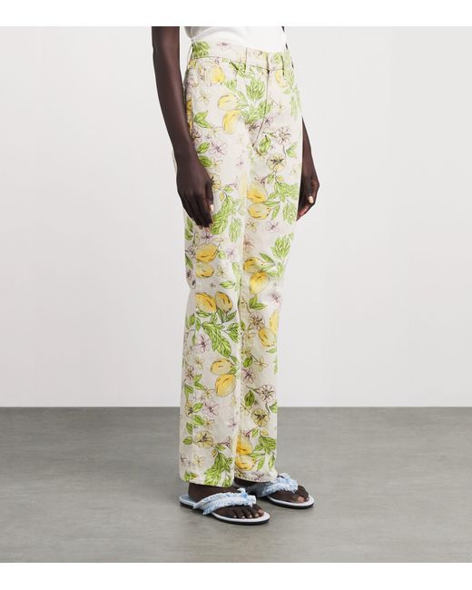 Mother Metallic Printed The Kick It Straight Jeans