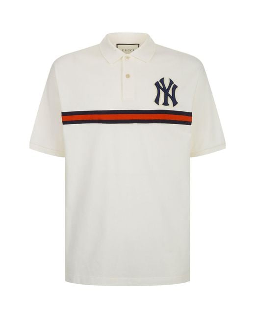 Gucci White Ny Yankees Patch Polo Shirt for men