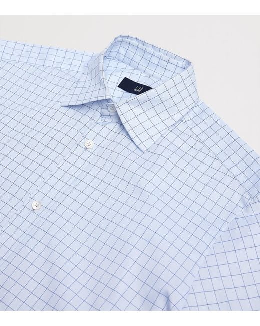Dunhill Blue Cotton Check Shirt for men