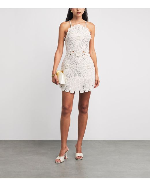 Cult Gaia Natural Linen Embroidered Fira Mini Dress