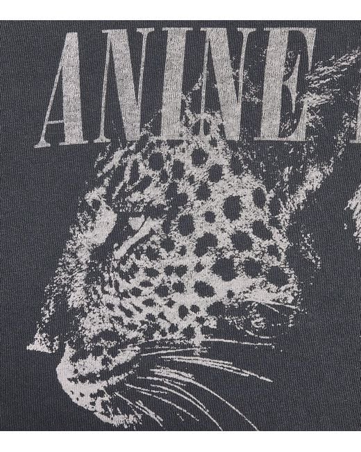 Anine Bing Black Leopard Print Cohen T-Shirt