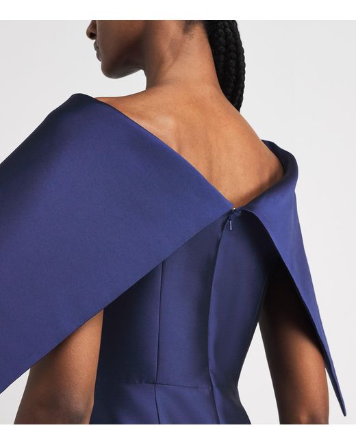 Erdem Blue Embellished Off-The-Shoulder Column Gown