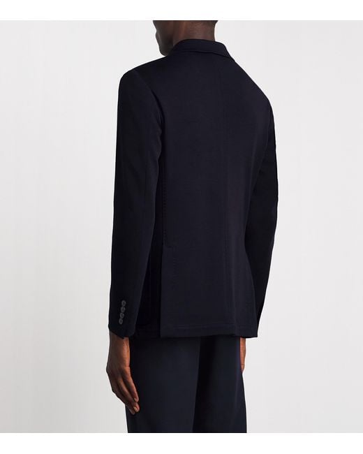Canali Blue Wool Jersey Knit Blazer for men
