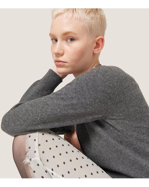 Miu Miu Gray Cashmere Logo Cardigan