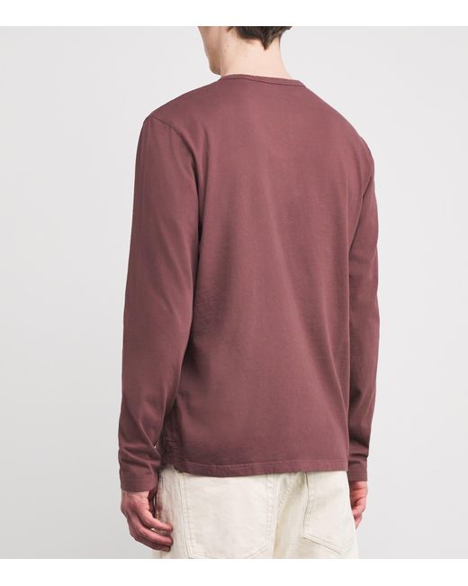 Vince Purple Cotton Henley Top for men
