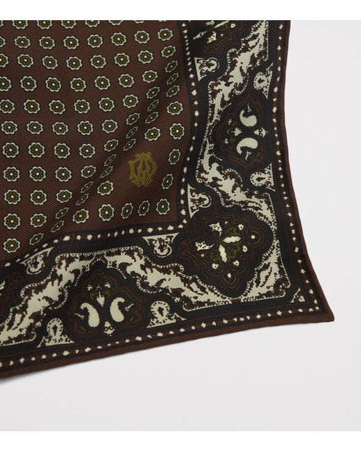 Dunhill Black Mulberry Silk Paisley Pocket Square for men