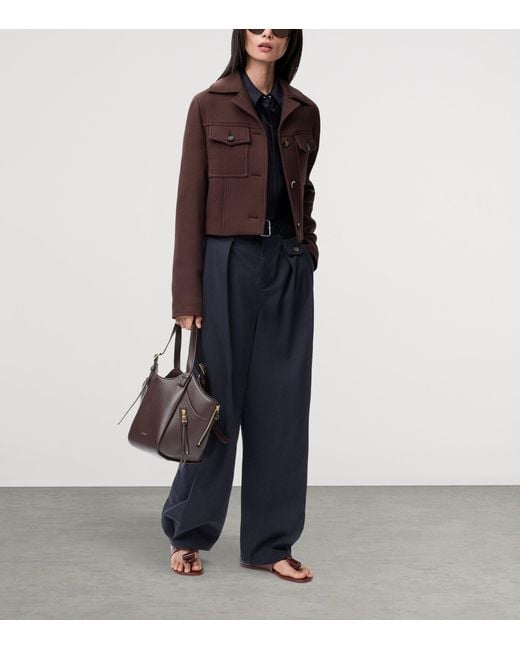 Loewe Blue Cotton-Silk Gabardine Belted Trousers