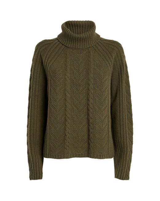ME+EM Green Me+em Wool-cashmere Cable-knit Sweater