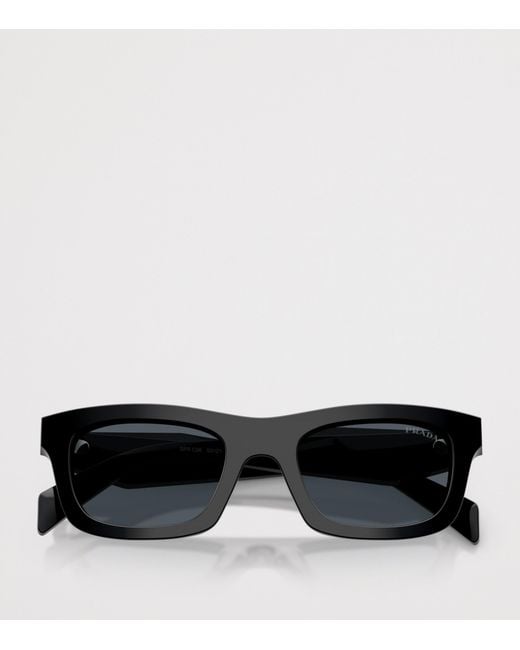 Prada Black Acetate Rectangular Sunglasses