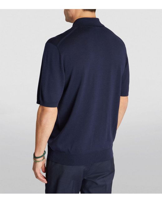 Johnstons Blue Wool Polo Shirt for men