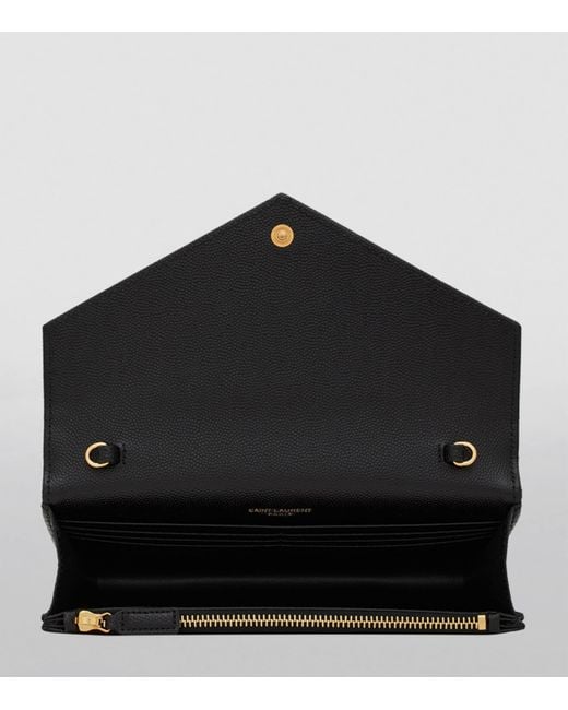 Saint Laurent White Monogram Matelassé Envelope Chain Wallet