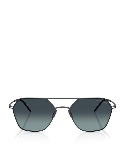 Giorgio Armani Gray Metal Square Sunglasses for men