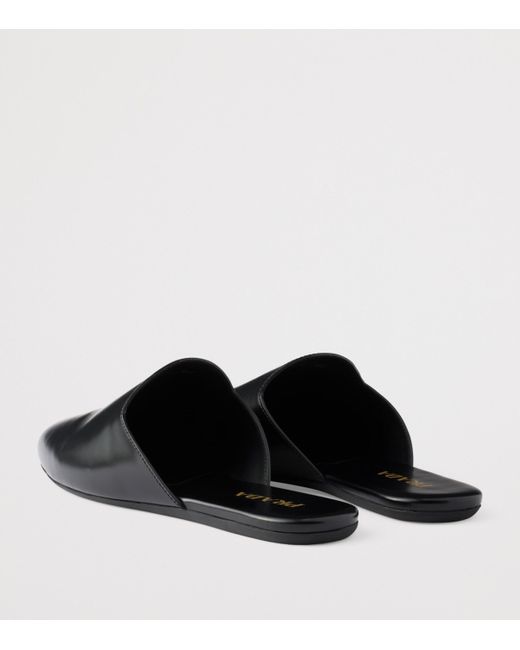 Prada Black Leather Flat Mules