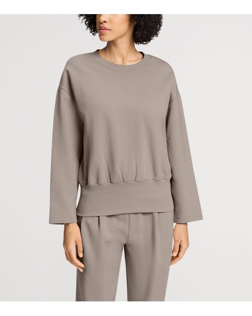 Hanro Gray Stretch-Cotton Natural Living Sweater