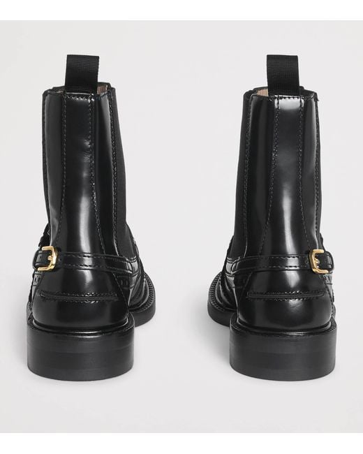 Sandro Black Leather Buckled Chelsea Boots