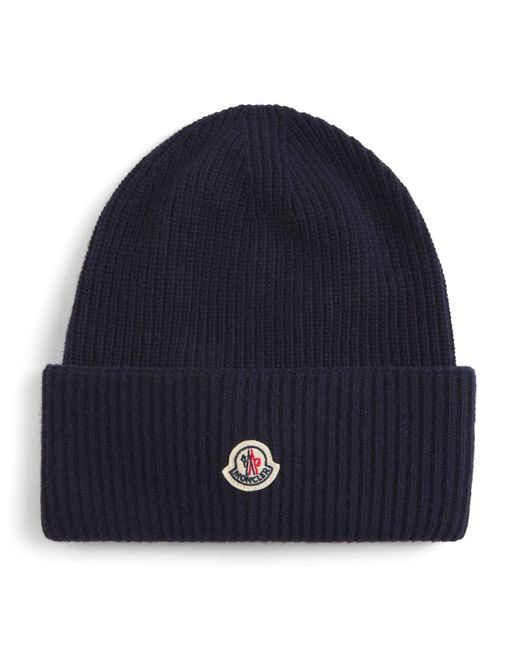 Moncler Blue Wool Ribbed Beanie