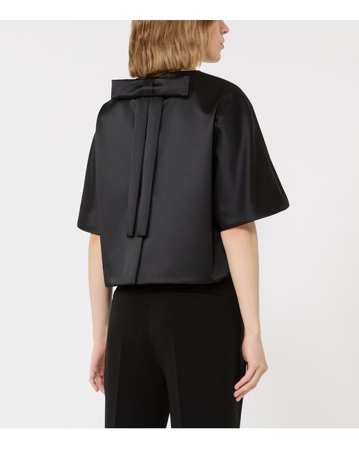Max Mara Black Satin Cape-Style Top