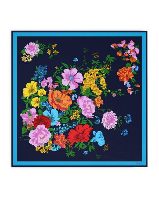 Weekend by Maxmara Blue Silk Floral Print Scarf