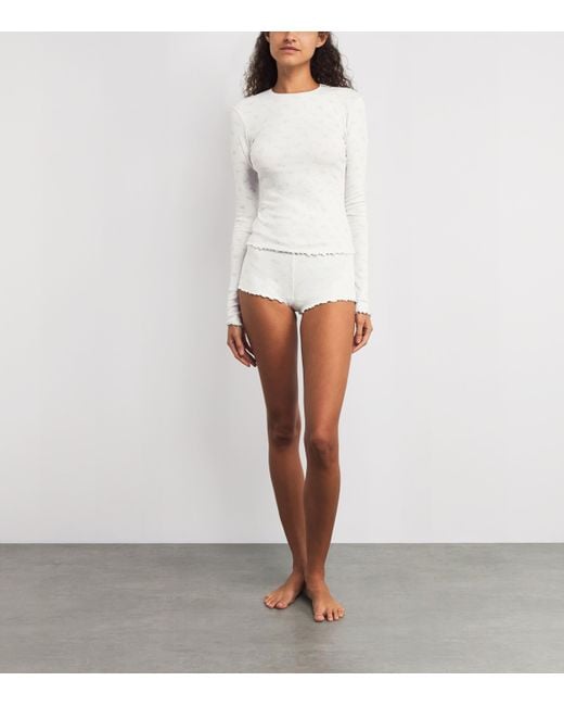 Skims White Pointelle Long-Sleeve Pyjama Set