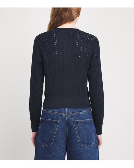 Sandro Blue Cropped Openwork Cardigan