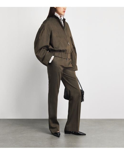 Ganni Green Wool Bomber Jacket