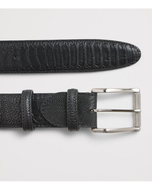 Elliot Rhodes Black Ostrich Leather Belt for men