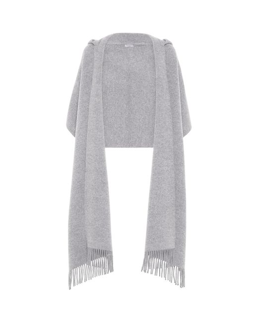 Brunello Cucinelli Gray Wool-Cashmere Hood Scarf