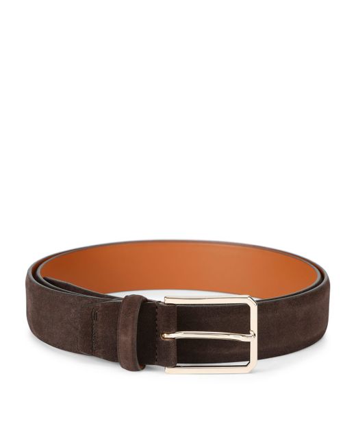 Santoni Brown Suede Belt for men