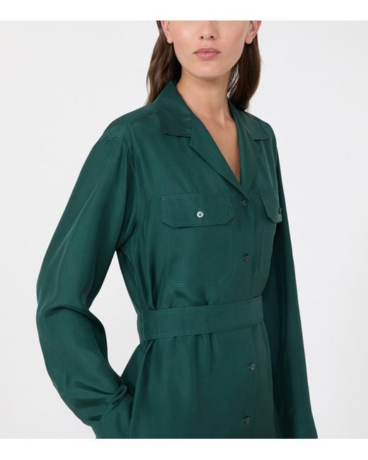 Weekend by Maxmara Green Silk Shirt Midi Dress