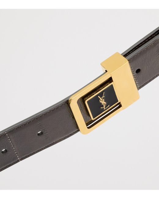 Saint Laurent White Leather Logo Belt for men