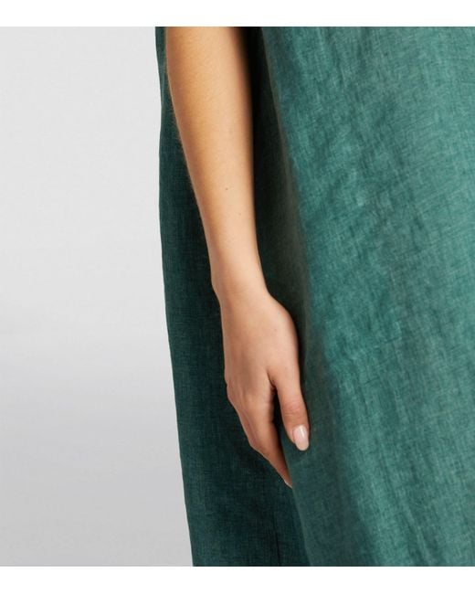 Eskandar Green A-line Collarless Shirt Dress