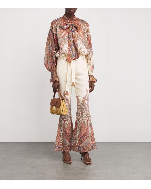Zimmermann Natural Ramie Paisley Rhiannon Trousers