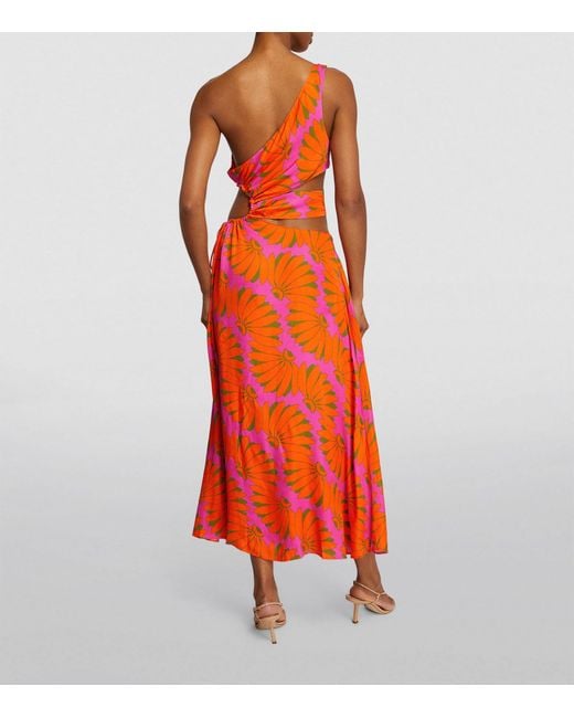 farm rio orange cut out midi dress Farm Rio Marias Floral Cutout Midi Dress