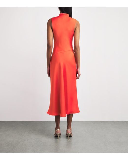 claudie pierlot orange dress Claudie Pierlot Scalloped Knitted Midi Dress