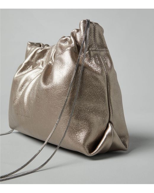 Brunello Cucinelli Natural Lamé Calfskin Metallic Cross-body Bag