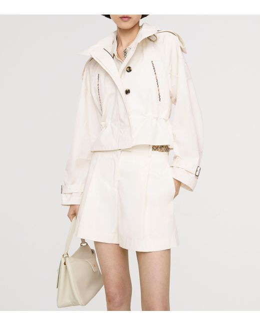 Burberry White Cotton Poplin Tailored Shorts